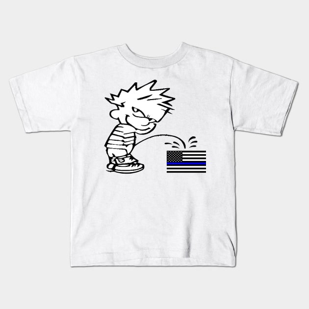 Calvin Blue Lives Matter Kids T-Shirt by RevolutionToday